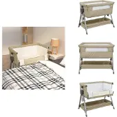 vidaXL Babybett mit Matratze Taupe Leinenstoff - Baby- & Kleinkinderbetten