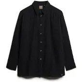 Superdry für Damen. W4010422A Langes schwarzes Strandhemd (S), Lässig, Baumwolle, Langarm