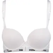 Puma Push-up-BH "WOMEN PUSHUP BRA 1P HANG", Damen, Gr. 75, Cup D, weiß, Obermaterial: 84% Polyamid, 16% Elasthan, BHs Push-up-BH, mit gepolsterten Cups, mit Bügel