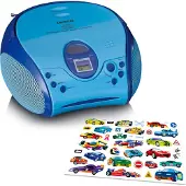 Lenco SCD-24BU Tragbares UKW-Radio mit CD-Player für Kinder mit Stickern Blau