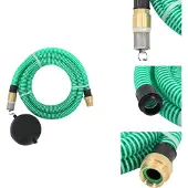 vidaXL Saugschlauch mit Messing-Anschlüssen Grün 1,1" 20 m PVC - Gartenschläuche