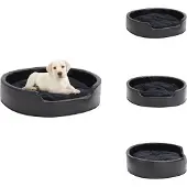 vidaXL Hundebett Schwarz 79x70x19 cm Plüsch und Kunstleder - Hundebetten