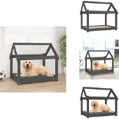 vidaXL Hundebett Grau 81x60x70 cm Massivholz Kiefer - Hundebetten