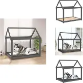 vidaXL Hundebett Grau 111x80x100 cm Massivholz Kiefer - Hundebetten