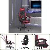 The Living Store Gaming-Stuhl mit Fußstütze Schwarz und Weinrot Kunstleder