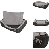 vidaXL Hundebett mit gepolstertem Kissen Größe M Schwarz - Hundebetten