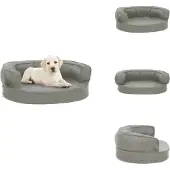 vidaXL Hundematratze Ergonomisch 60x42 cm Leinenoptik Grau - Hundebetten