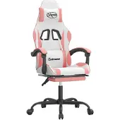 vidaXL Gaming-Stuhl mit Fußstütze Weiß und Rosa Kunstleder