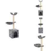 vidaXL Katzen-Kratzbaum mit Sisal-Säulen 105 cm Pfoten-Aufdruck Grau - Kratzbäume