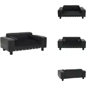 vidaXL Hundesofa Schwarz 81x43x31 cm Plüsch und Kunstleder - Hundebetten