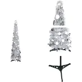 vidaXL Künstlicher Pop-Up-Weihnachtsbaum Silber 120 cm PET - Weihnachtsbäume