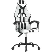 vidaXL Gaming-Stuhl Weiß und Schwarz Kunstleder