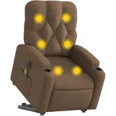 vidaXL Elektrischer Massagesessel mit Aufstehhilfe Braun Stoff