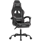 vidaXL Gaming-Stuhl mit Fußstütze Drehbar Schwarz & Grau Kunstleder