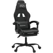 vidaXL Gaming-Stuhl mit Fußstütze Drehbar Schwarz Kunstleder