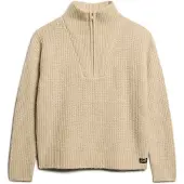 Superdry für Damen. W6110554A Essential beige Pullover mit Reißverschluss (M), Lässig, Polyester