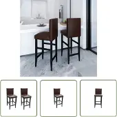 The Living Store Barhocker 2 Stk. Dunkelbraun Kunstleder
