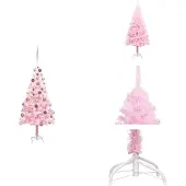 vidaXL Künstlicher Weihnachtsbaum mit Beleuchtung & Kugeln Rosa 120cm - Weihnachtsbäume
