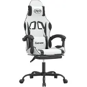 vidaXL Gaming-Stuhl mit Fußstütze Drehbar Weiß & Schwarz Kunstleder