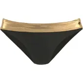 LASCANA Bikini-Hose "Elodie", Damen, Gr. 34, N-Gr, gold (schwarz, goldfarben), Recycling-Polyamid, unifarben mit Farbeinsatz, Badehosen Bikini-Hose, mit trendigem Materialeinsatz