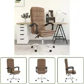 The Living Store Bürostuhl mit Liegefunktion Braun Stoff