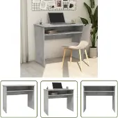The Living Store Schreibtisch Betongrau 90x50x74 cm Holzwerkstoff