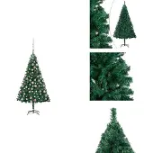 vidaXL Künstlicher Weihnachtsbaum mit Beleuchtung & Kugeln Grün 180 cm - Weihnachtsbäume