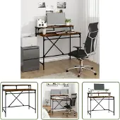 The Living Store Schreibtisch Räuchereiche 100x50x90 cm Holzwerkstoff und Eisen