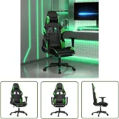 The Living Store Gaming-Stuhl mit Fußstütze Schwarz und Grün Kunstleder