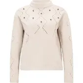 Betty Barclay Strickpullover "Strickpullover mit Schmucksteinen", Damen, Gr. 42, beige, Obermaterial: 100% Polyester PES., Pullover Strickpullover