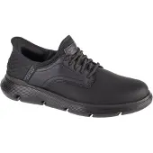 SKECHERS SLIP-INS Herren sportliche Slipper GERVIN Schwarz Leder SynthetikGröße:421/2