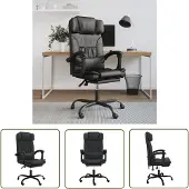 The Living Store Bürostuhl mit Liegefunktion Schwarz Kunstleder