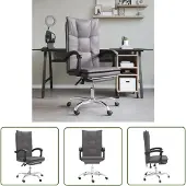 The Living Store Bürostuhl mit Liegefunktion Grau Kunstleder