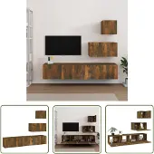 The Living Store 4-tlg. TV-Schrank-Set Räuchereiche Holzwerkstoff