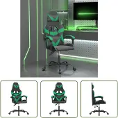 The Living Store Gaming-Stuhl Schwarz und Grün Kunstleder