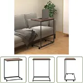 The Living Store Beistelltisch mit Rollen Schwarz 55x35x70 cm Holzwerkstoff