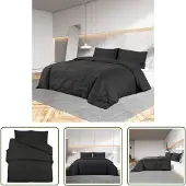 The Living Store Bettwäsche-Set Schwarz 240x220 cm Baumwolle