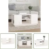 The Living Store Couchtisch Weiß 90x49x40,5 cm Massivholz Kiefer