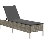 vidaXL Sonnenliege mit Auflage Grau Poly Rattan
