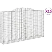 vidaXL Gabionen mit Hochbogen 15 Stk 300x50x180/200cm Verzinktes Eisen