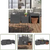 The Living Store 4-tlg. Gartenbox-Set Grau Massivholz Kiefer