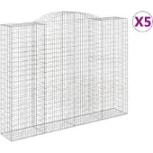 vidaXL Gabionen mit Hochbogen 5 Stk. 300x50x220/240cm Verzinktes Eisen