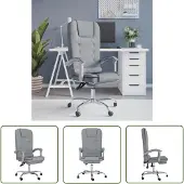 The Living Store Bürostuhl mit Massagefunktion Hellgrau Stoff