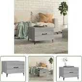 The Living Store Couchtisch mit Metallbeinen Grau Sonoma 50x50x40 cm