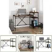 The Living Store Schreibtisch mit Regal Räuchereiche 135x50x90 cm Holzwerkstoff