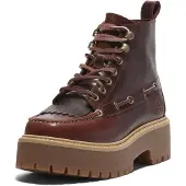 Timberland für Damen. TB0A27YZEIW1 Stone Street Lederstiefeletten burgunderrot (37 W), 3 bis 5 cm, Schnürsenkel, Lässig, Bordeaux