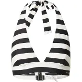 Marc O'Polo Triangel-Bikini-Top "Classic Stripes", Damen, Gr. XS, N-Gr, schwarz-weiß (schwarz, weiß), Elasthan, Polyamid, längsgestreift, Bikini-Oberteile Triangel-Bikini-Top, mit Logoschriftzug