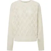 Pepe Jeans für Damen. PL702201 Hedra Crew Pullover weiß (S), Lässig, Baumwolle, Nachhaltig