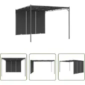 The Living Store Gartenpavillon mit Seitenvorhang 4x3x2,25 m Anthrazit