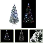 The Living Store Künstlicher Weihnachtsbaum mit Ständer/LED 210 cm Fiberoptik